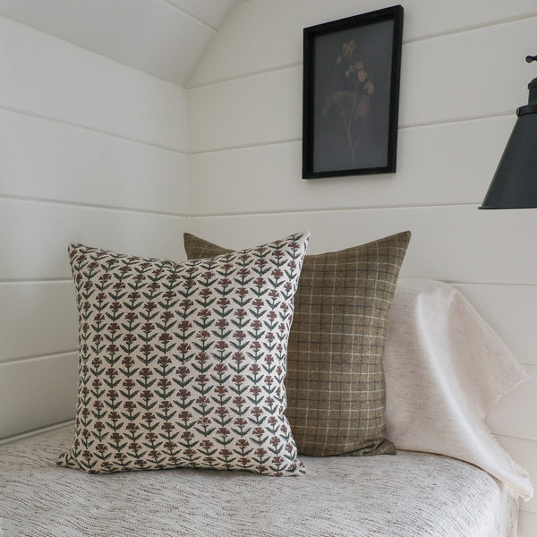 Deeply Green Wool Plaid Pillow Cover