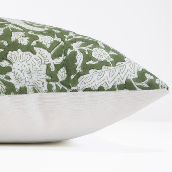 Green Block Print Pillow Cover