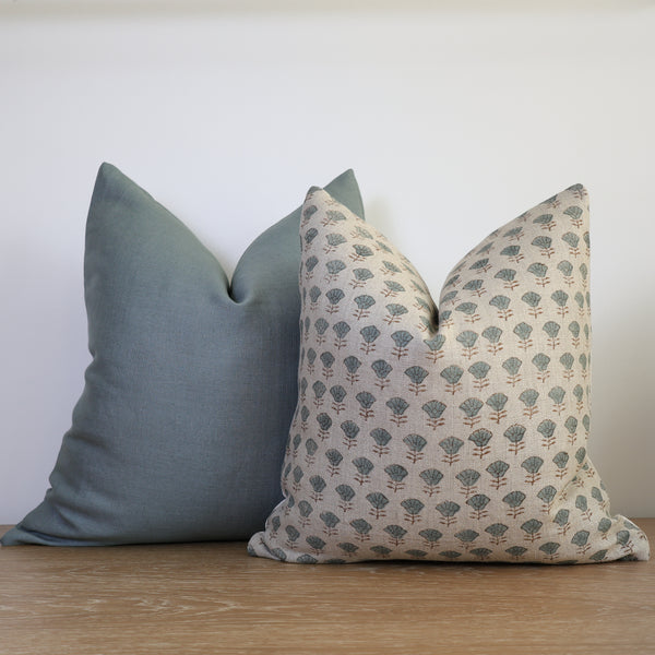 Caribbean Teal Linen Pillow Cover