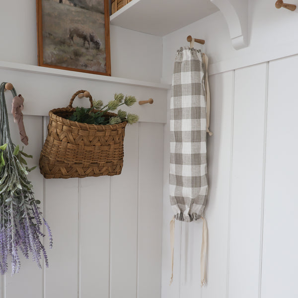 Cloth Grocery Bag Holder 'Blue Linen Floral'