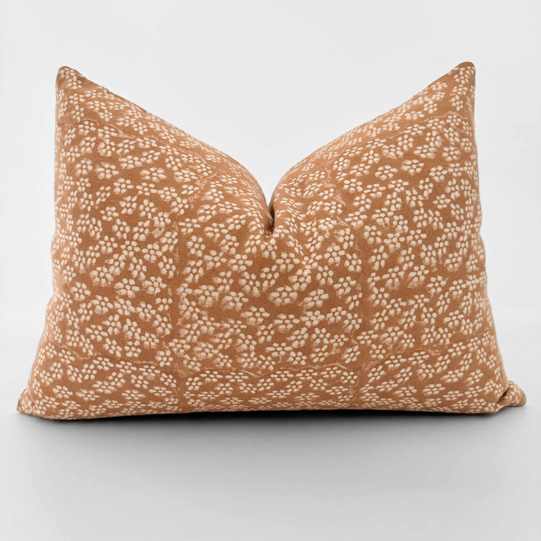 Apricot Floral Block Print Pillow Cover