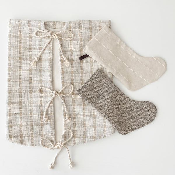 Vintage Linen Stripe | Boho Style Holiday Stocking