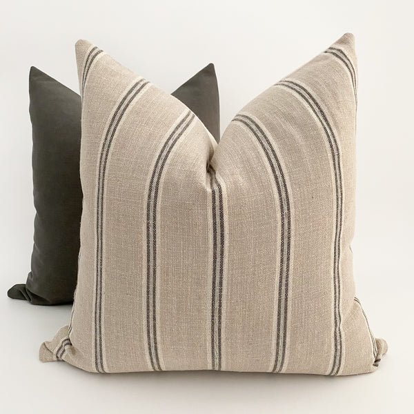 Cottage Stripe Linen Pillow Cover