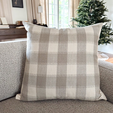 Taupe Check Pillow Cover