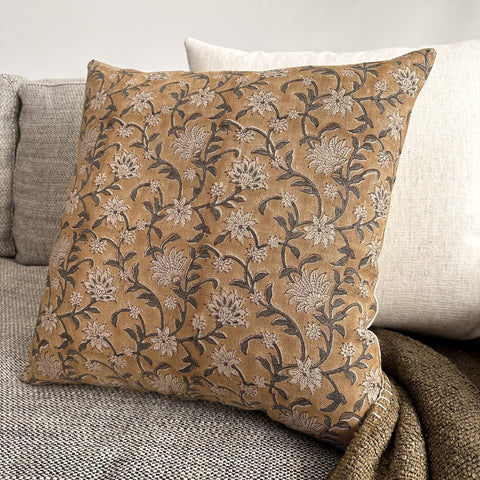 Edelweiss Floral Block Print Pillow Cover