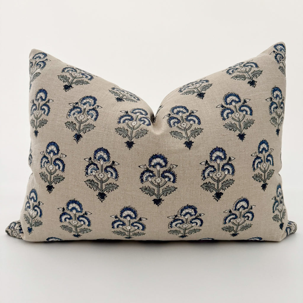 May Blue Block Print Floral Pillow Cover may-blue-block-print-floral-pillow-cover