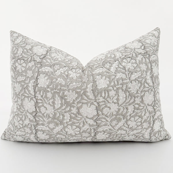 Greige Floral Pillow Cover