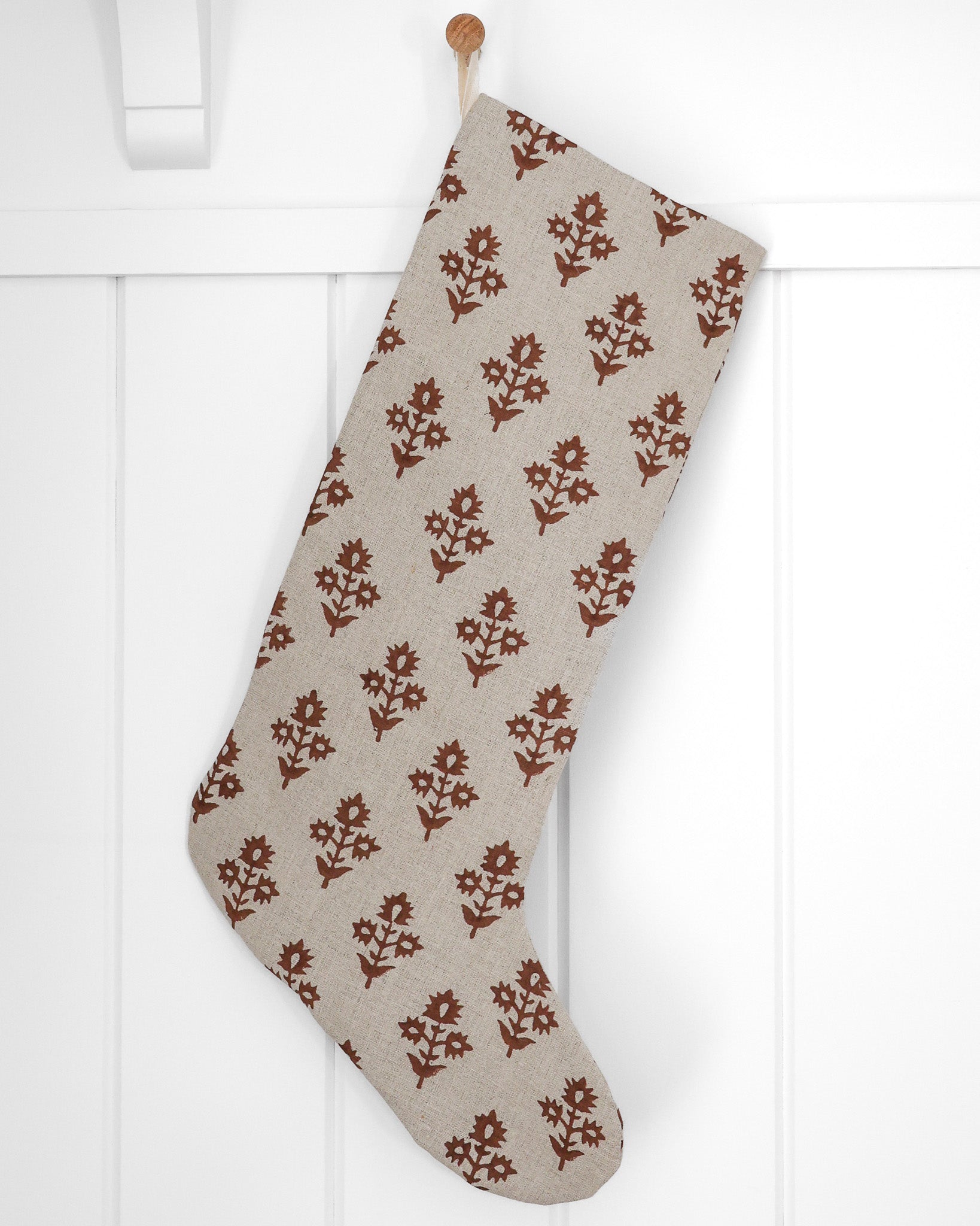 Russet Floral Christmas Stocking | Large Minimal Design