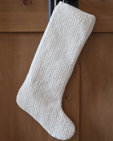 Textured White Christmas Stocking | Large Minimal Design