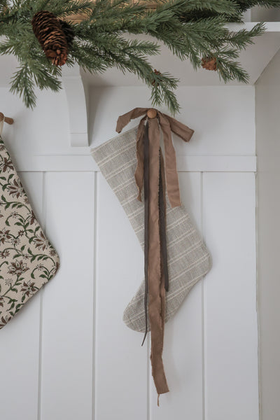 Textured Stripe Gray | Small Minimal Christmas Stocking