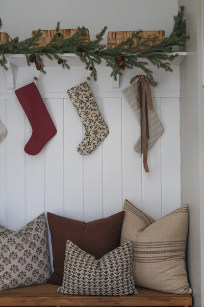 Textured Stripe Gray | Small Minimal Christmas Stocking
