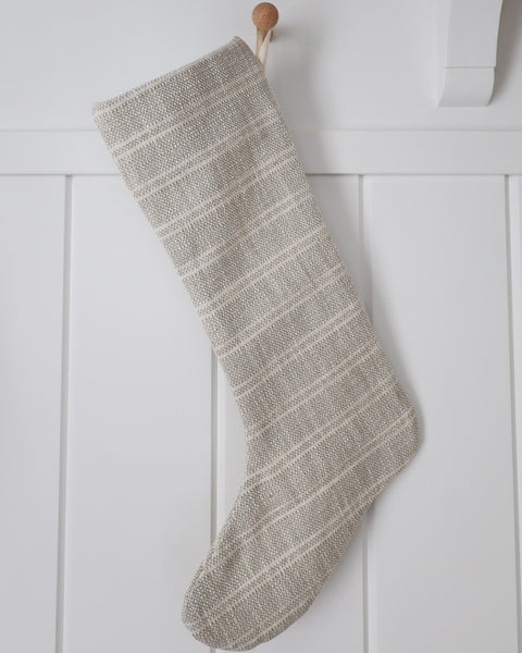 Textured Stripe Gray | Small Minimal Christmas Stocking