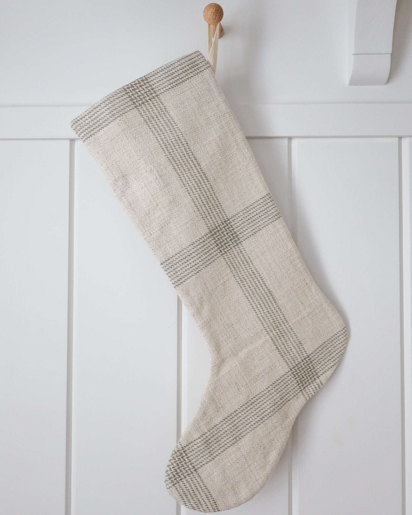 Windowpane Linen | Small Minimal Christmas Stocking