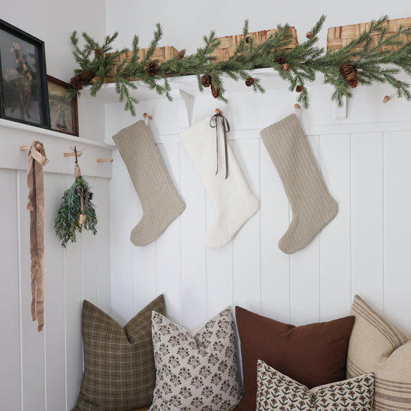 Textured White Christmas Stocking | Large Minimal Design