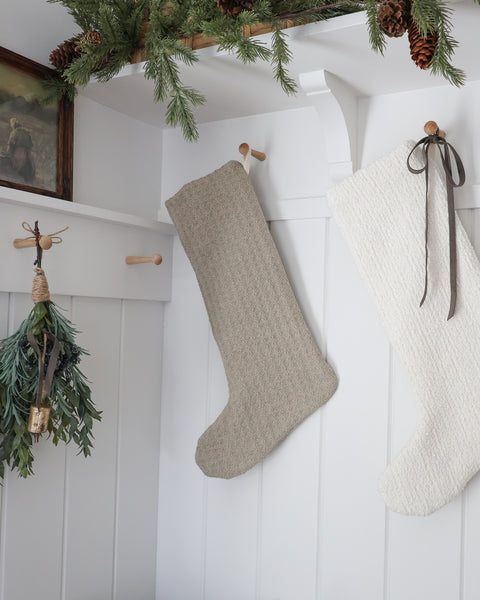 Textured Taupe Christmas Stocking| Large Minimal