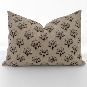 Three Flowers Block Print Pillow Cover