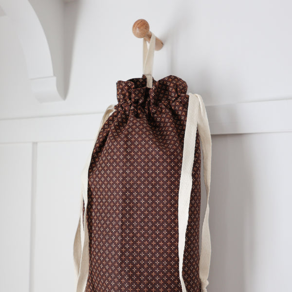 Cloth Grocery Bag Holder 'Brown Cotton Floral'