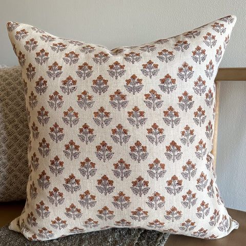 Burnt Sienna Floral Pillow Cover