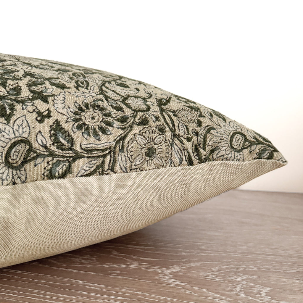 Yule Green Floral Block Print Pillow Cover yule-green-floral-block-print-pillow-cover
