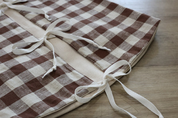 Warm Check Linen Christmas Tree Skirt