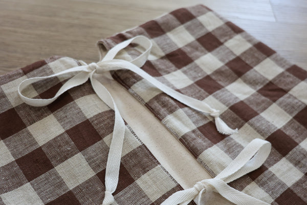 Warm Check Linen Christmas Tree Skirt