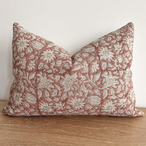 Dark Rose Block Print Pillow Cover