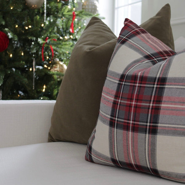 Red Plaid Christmas Pillow Cover