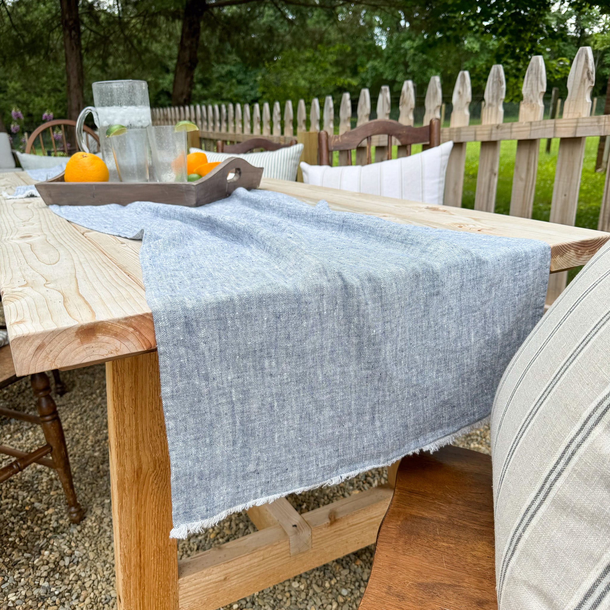 Blue Linen Table Runner