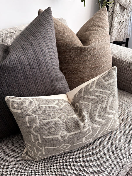 Mud Cloth Gray Pillow Cover (ON THE SHELF)