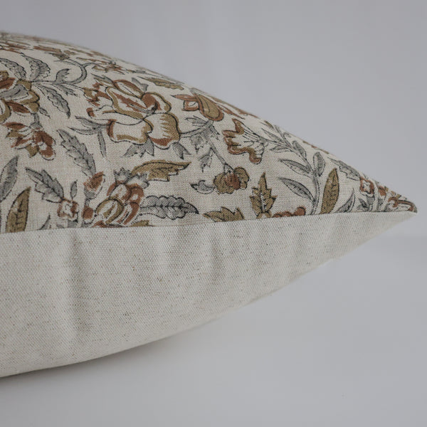 Fall Bloom | Gray Block Print Pillow Cover