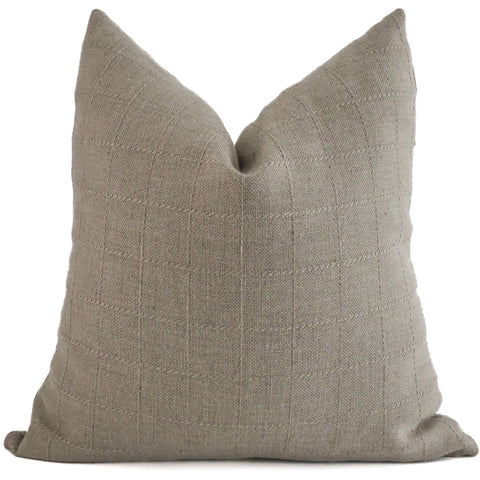 Woven Taupe Windowpane Pillow Cover