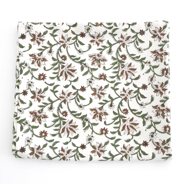 Amaryllis | White Block Print Table Runner