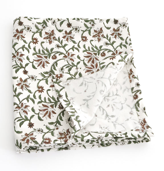 Amaryllis | White Block Print Table Runner