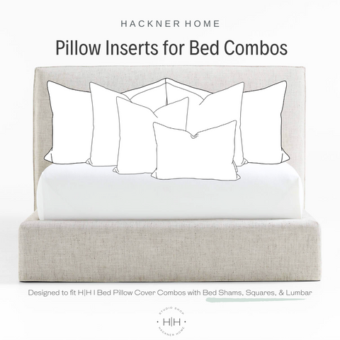 Bed Pillow Insert Combo with Shams, Squares, & Lumbar