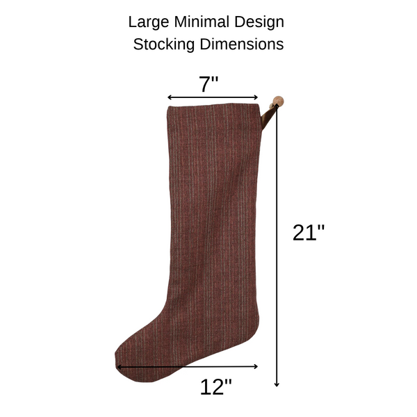Vintage Rust Red Christmas Stocking | Large Minimal Design