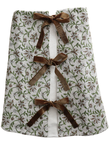 Linen Amaryllis Block Print Christmas Tree Skirt