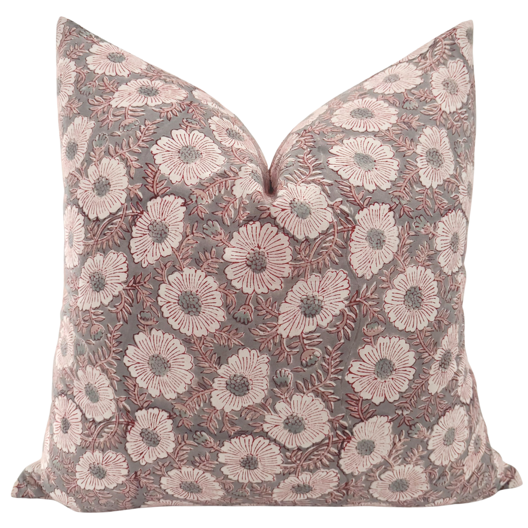 Lucy Lou Block Print Floral Pillow Cover(On The Shelf)