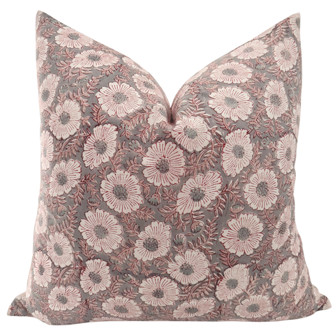 Lucy Lou Block Print Floral Pillow Cover