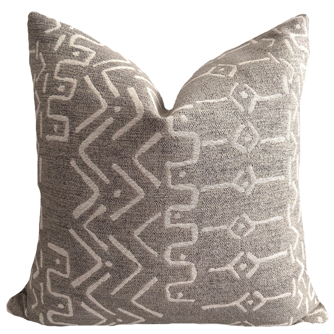 Mud Cloth Gray Pillow Cover