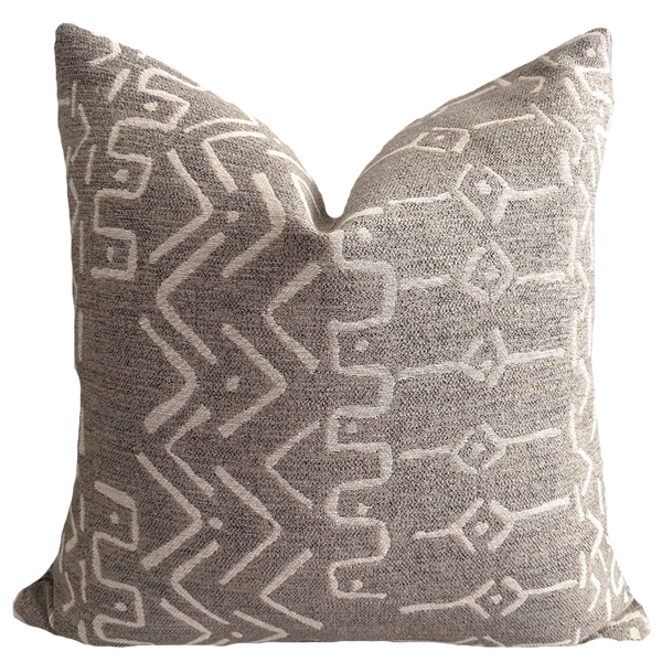 Mud Cloth Gray Pillow Cover