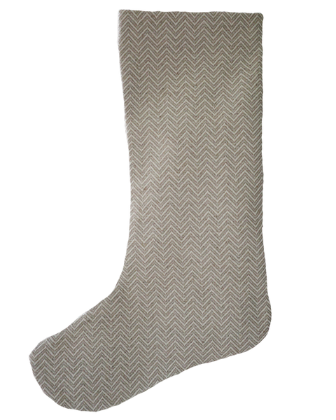 Neutral Weave Small Minimal Christmas Stocking