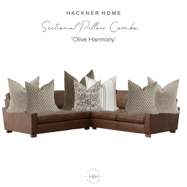 Sectional Sofa Pillow Combo 'Olive Harmony'