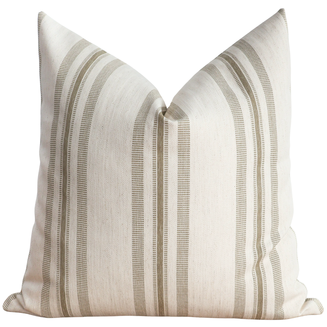 Perennial Stripe | Olive Pillow Cover