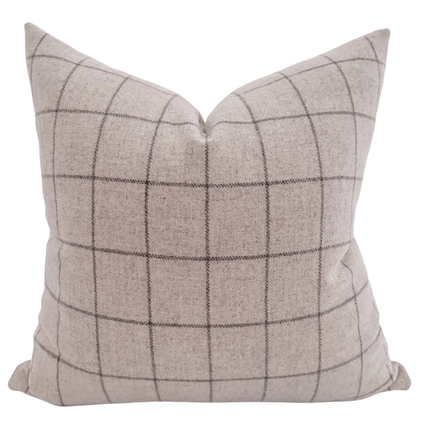 Plaid & Neutral Pillow Cover (ON THE SHELF)