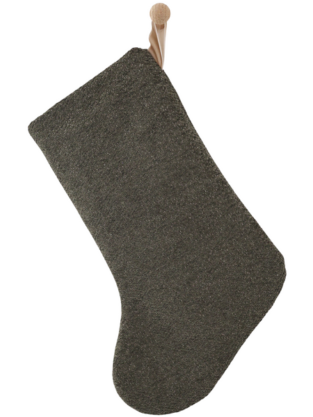 Plush Dark Olive Green Stocking | Boho Design