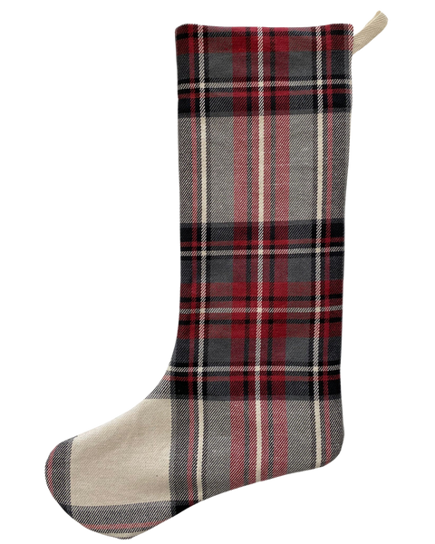 Red Plaid | Small Minimal Christmas Stocking