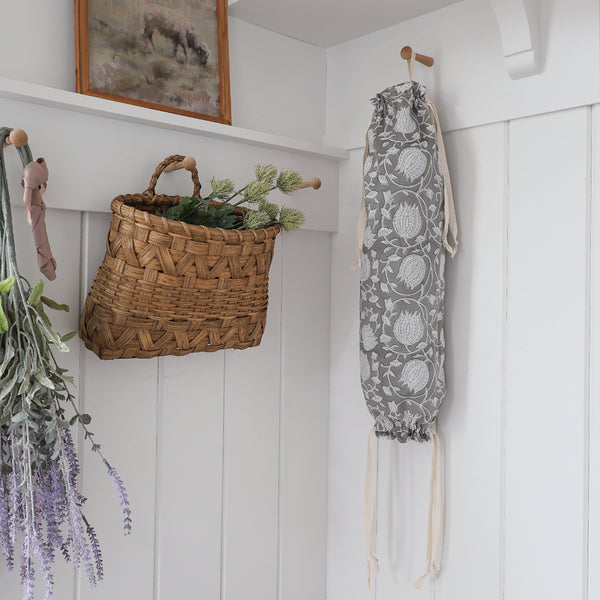 Cloth Grocery Bag Holder 'Garden Path Block Print'