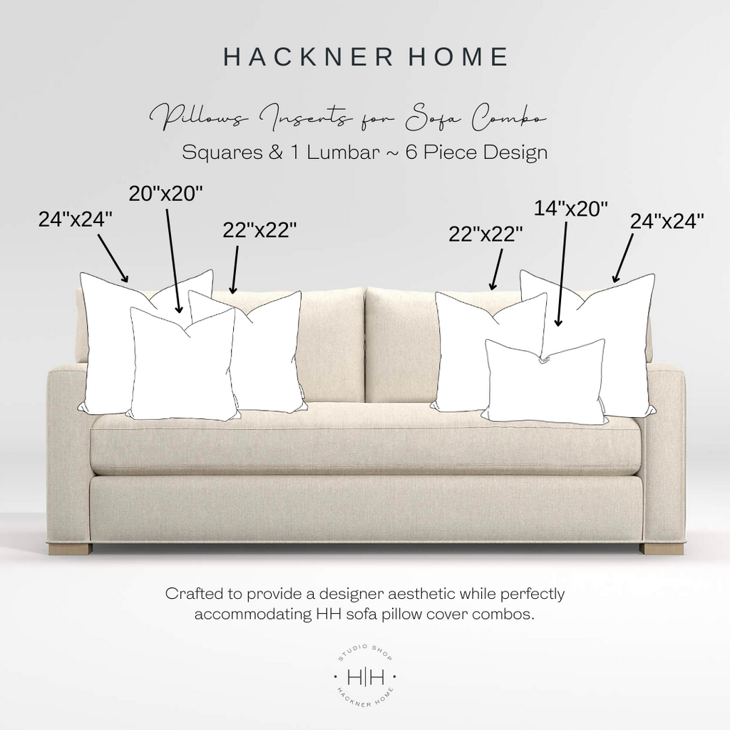 Sofa Pillow Insert Combo for Squares 1 Lumbar 6 Piece Design