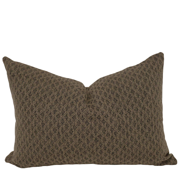 Talus Weave Pillow Cover - lumbar size, taupe and dark brown textured diamond weave, indoor decorative pillow