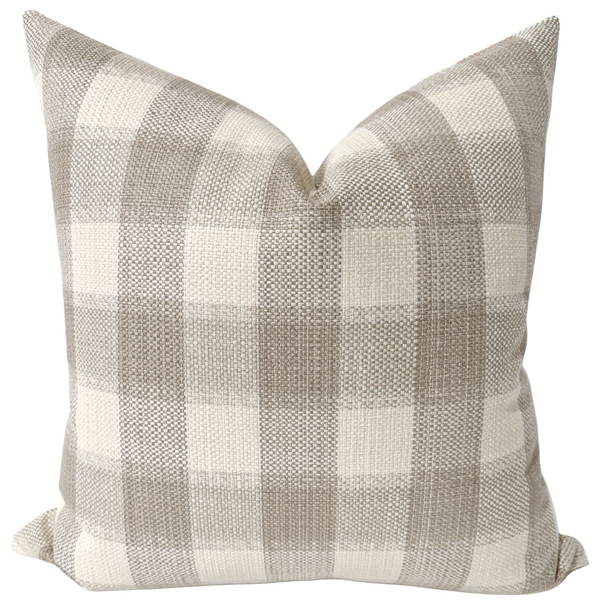 Taupe Check Pillow Cover